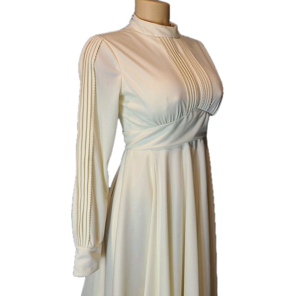 Vintage‎ Alfred Angelo Ivory Maxi Dress 70s Wedding Gown Cottage XS Renaissance - Picture 5 of 12